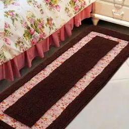 Floral Print Rectangular Shaggy Runner-11