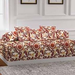 Set of 6 Printed Handwoven Chenille Diwan Set-image-73