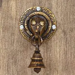 Brass Lord Ganesh Face Wall Hanging with Bell-image-23