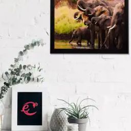 Elephant Herd Rectangular Wall Art 14" X 11"-image-42