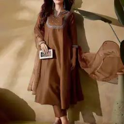 Women Embroidered Flared Kurta Suit Set-image-67