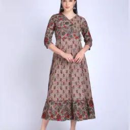 Women Floral Print Flared Kurta-image-81