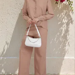 Shein Spread Collar Drop Shoulder Shirt With Pants-image-7