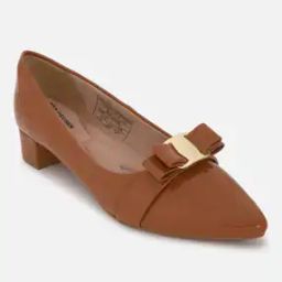 Women Pointed-Toe Block Heels with Bow Accent-17