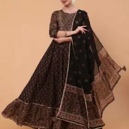 Printed Round-Neck Flared Kurta Set-image-61