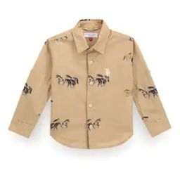 Boys Brand Print Shirt with Spread Collar-image-74