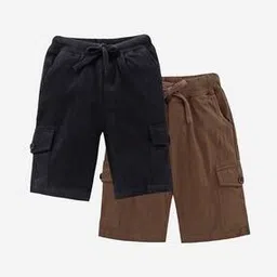 kiddopanti Pack of 2 Cargo Shorts with Rib Band Waist-picture-13