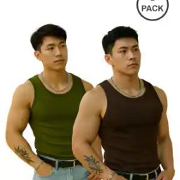 Men Pack of 2 Ribbed Regular Fit Vests-picture-9