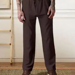 Men Straight Track Pants with Drawstring Waist-image-51
