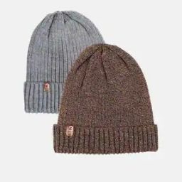 Men Bhcombo-121222-020-055 Pack of 2 Knitted Beanies-image-33