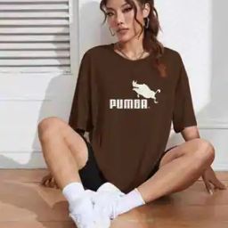 Women Brand Print Oversized Fit T-shirt-image-93