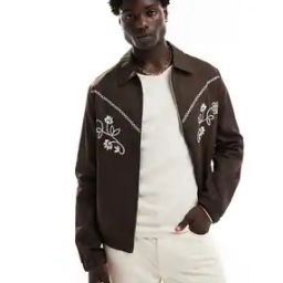 Men Floral Embroidered Oversized Harrington Jacket-41