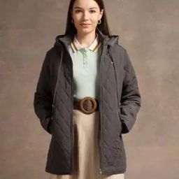 Women Quilted Regular Fit Hooded Bomber Jacket-picture-20