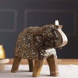 Handpainted Wooden Elephant Showpiece-image-25