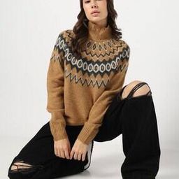 Full-Sleeve Mock-Neck Fair Isle Sweater-image-28