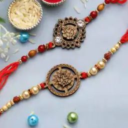 Beaded Rakhi with Greeting Card & Roli-Chawal Set-4