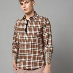 the indian garage co Men Checked Slim Fit Shirt-picture-6