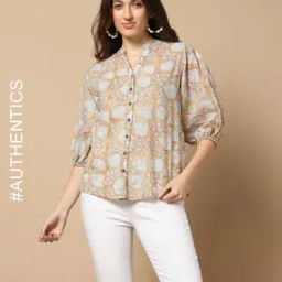 Handblock Print Straight Cotton Top-image-95