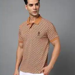 Men Geometric Print Slim Fit Polo T-Shirt-image-5