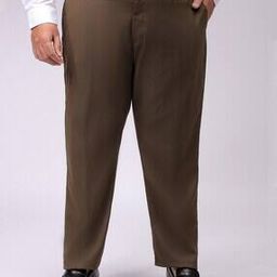 Men Mid-Rise Flat-Front Straight Fit Plus Size Trousers-picture-2