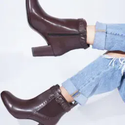 Women Ankle Length Boots with Buckle Accent-image-43