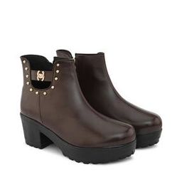 Women Regular Fit Ankle-Length Boots with Zip Closure-image-12