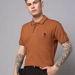 Men Slim Fit Polo T-Shirt with Ribbed Placket-image-6