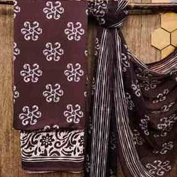 Women Block Print 3-Piece Unstitched Dress Material-image-4