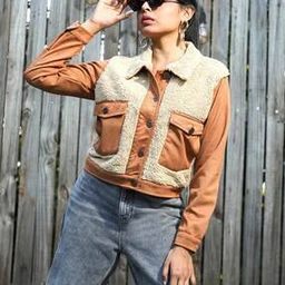 Women Faux Fur Jacket with Button-Loop Closure-picture-12