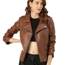leather retail Women Biker Jacket with Full Sleeves-picture-2