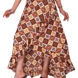 Women A-Line Skirt with Elasticated Waistband-image-112
