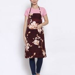 Floral Print Polycotton Apron with 2 Patch Pockets-49
