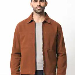 Men Zip-Front Shacket with Patch Pockets-picture-12