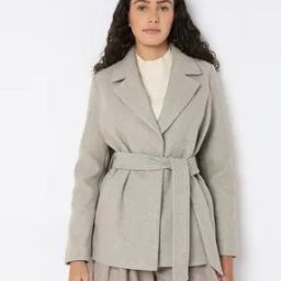 Women Heathered Regular Fit Trench Coat-picture-24