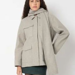 Women Heathered Regular Fit Trench Coat-image-66