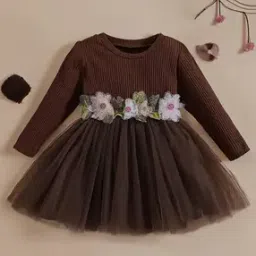 pixie n prince Girls Ribbed Fit & Flare Dress-picture-2