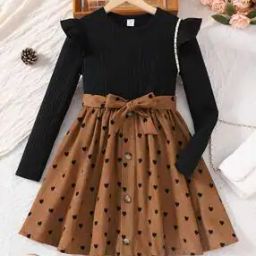 Girls Printed Fit & Flare Dress-22