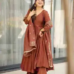 Women Embroidered Flared Kurta Set-image-2