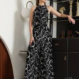 Shein Halter Neck Abstract Print Sleeveless Jumpsuit-picture-21