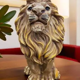 nayra handicrafts Handmade Resin Sitting Lion Brown Showpiece-picture-42