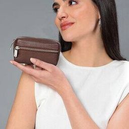 sassora Women Zip-Around Coin Pouch with Logo Embossed-picture-5