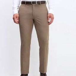 Men Slim Fit Flat-Front Trousers with Insert Pockets-picture-1