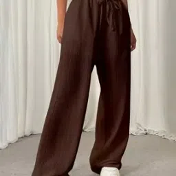 visit wear Women Flat-Front Loose Fit Pants with Drawstring Waist-picture-12