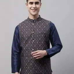 Embroidered Nehru jacket with Welt Pockets-picture-31