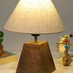 Wooden Lamp Table with Jute Cone Shade-49