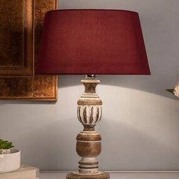Antique Wooden Trophy Craved Base Table Lamp-image-31