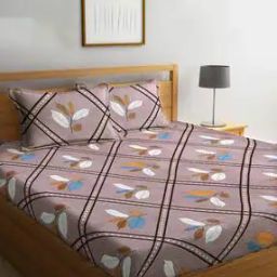 210 TC Leaf Print King Size Bedsheet with Pillow Covers-image-89