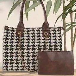 Women Printed Tote Bag with Zip Closure-16