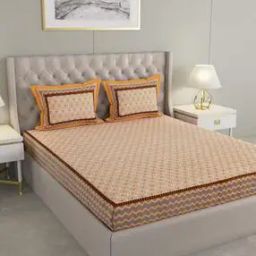 330 TC Printed King-Size Bedsheet with Pillow Covers-32