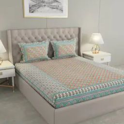 330 TC Floral Print King-Size Bedsheet with Pillow Covers-19